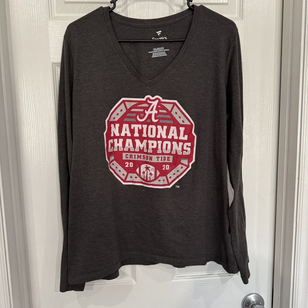 Alabama Crimson Tide National Champions 2020 Fanatics Womens Tee 2XL Gray Large